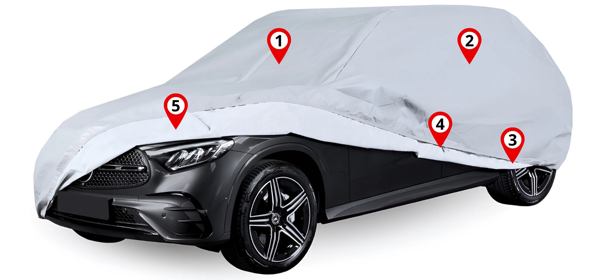 Housse de voiture pour hayon S3 330-355 Bâche exclusive Sangles souples
